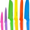 01 HUNTER.DUAL Knife Set, 12-PC Colorful Kitchen Knife Set, 6 Sharp Kitchen Knives with Built-in Sharpener Covers for Cooking, Cutting&Chopping (Multicolor)