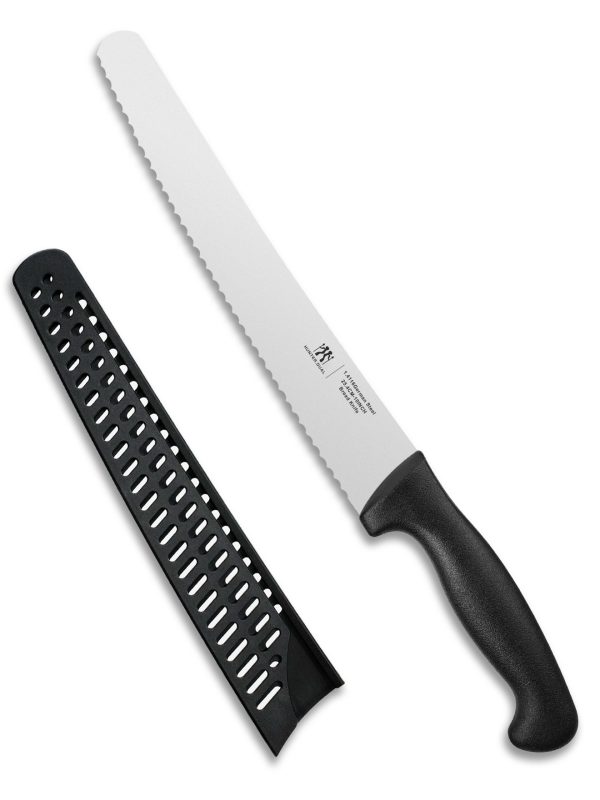 01 Bread Knife, 10 inch Serrated Sourdough Slicer Cutter for Homemade Bread, 1.4116 German Steel, Ergonomic Anti-slip Handle (Black, 10 inch)