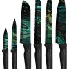 01 HUNTER.DUAL Knife Set, 12-PC Colorful Kitchen Knife Set, 6 Sharp Kitchen Knives with Covers for Cooking, Cutting&Chopping, Greenstone