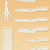 02 Knife Set, 8-Piece Kitchen Knife Set for Chef, Sharp Knife Set with Universal Knife Block, Anti-Rust Kitchen Knife Block Set, Ergonomical Design (White)