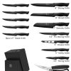 02 Knife Sets for Kitchen with Block, HUNTER.DUAL 19 Pcs Kitchen Knife Set with Block Self Sharpening, Dishwasher Safe, Anti-slip Handle, Black