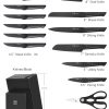 02 Knife Sets for Kitchen with Block, HUNTER.DUAL 15 Piece Knife Set with Built-in Sharpener, Dishwasher Safe, German Stainless Steel, Black