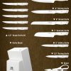 02 Knife Set, HUNTER.DUAL 15 Piece Kitchen Knife Set with Block and Built-in sharpener, Dishwasher Safe, Anti-slip Handle, White