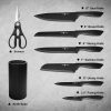 02.1 Knife Set, 8-Piece Kitchen Knife Set for Chef, Sharp Knife Set with Universal Knife Block, Anti-Rust Kitchen Knife Block Set, Ergonomical Design (Black)