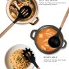 03 Silicone Cooking Utensils Set 10 Pcs - BPA Free Kitchen Utensil Set with Heat-Resistant Wood Handles, Non-Scratch Spatula Set Safe for Nonstick Cookware (Black)