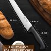 04 Bread Knife, 10 inch Serrated Sourdough Slicer Cutter for Homemade Bread, 1.4116 German Steel, Ergonomic Anti-slip Handle (Black, 10 inch)