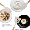 04 Silicone Cooking Utensils Set 10 Pcs - BPA Free Kitchen Utensil Set with Heat-Resistant Wood Handles, Non-Scratch Spatula Set Safe for Nonstick Cookware (White)