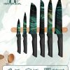 04 HUNTER.DUAL Knife Set, 12-PC Colorful Kitchen Knife Set, 6 Sharp Kitchen Knives with Covers for Cooking, Cutting&Chopping, Greenstone