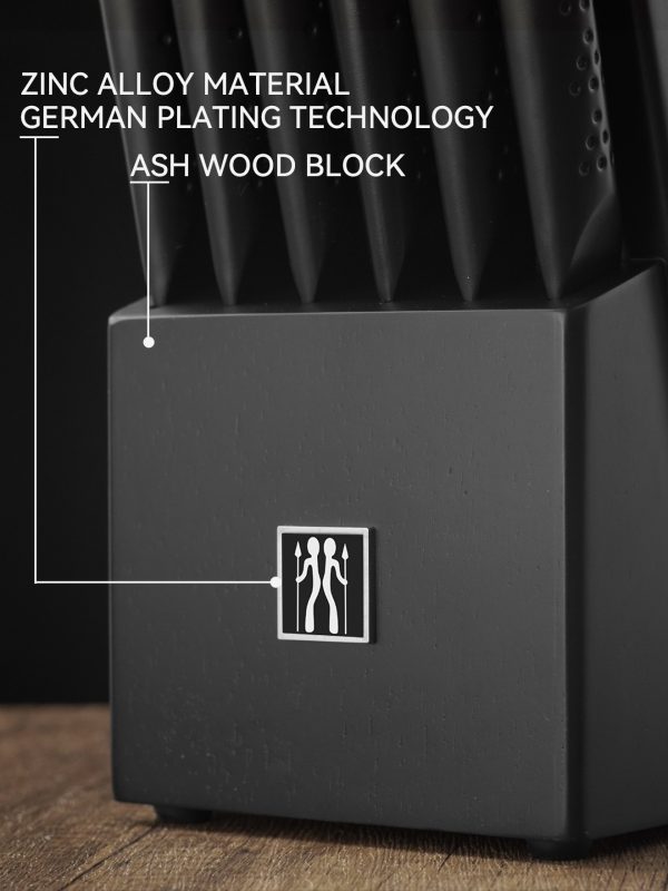 05 Knife Sets for Kitchen with Block, HUNTER.DUAL 15 Piece Knife Set with Built-in Sharpener, Dishwasher Safe, German Stainless Steel, Black