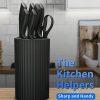 06 Knife Set, 8-Piece Kitchen Knife Set for Chef, Sharp Knife Set with Universal Knife Block, Anti-Rust Kitchen Knife Block Set, Ergonomical Design (Black)