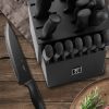 06 Knife Sets for Kitchen with Block, HUNTER.DUAL 19 Pcs Kitchen Knife Set with Block Self Sharpening, Dishwasher Safe, Anti-slip Handle, Black