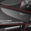 06 Knife Sets for Kitchen with Block, HUNTER.DUAL 15 Piece Knife Set with Built-in Sharpener, Dishwasher Safe, German Stainless Steel, Black