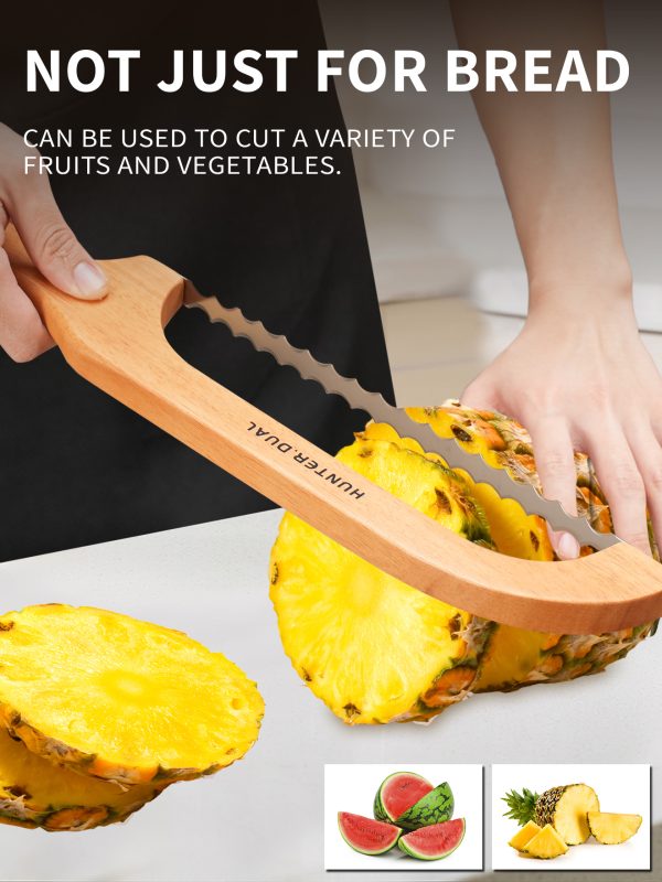 07 Bread Knife for Homemade Bread, 16" Sourdough Bread Slicer, Bow Saw Cutter with Double-sided Blades for Easy Cutting, Orange