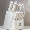 07 Knife Set, HUNTER.DUAL 15 Piece Kitchen Knife Set with Block and Built-in sharpener, Dishwasher Safe, Anti-slip Handle, White