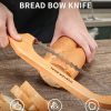08 Bread Knife for Homemade Bread, 16" Sourdough Bread Slicer, Bow Saw Cutter with Double-sided Blades for Easy Cutting, Orange