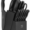 15pro 主图 HUNTER.DUAL 15 Pcs Kitchen Knife Set with Block Self Sharpening, Dishwasher Safe, Anti-slip Handle, Black