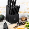 15pro 副图1_ HUNTER.DUAL 15 Pcs Kitchen Knife Set with Block Self Sharpening, Dishwasher Safe, Anti-slip Handle, Black