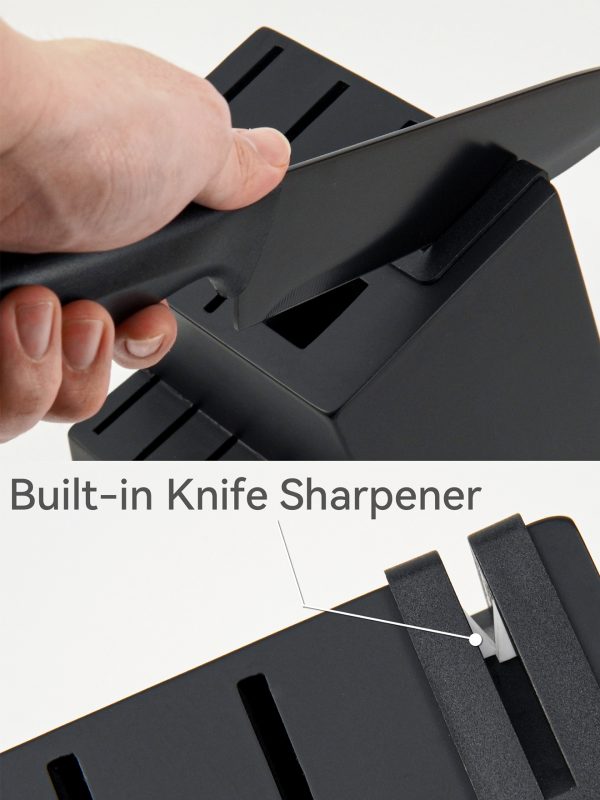 15pro 副图3_ HUNTER.DUAL 15 Pcs Kitchen Knife Set with Block Self Sharpening, Dishwasher Safe, Anti-slip Handle, Black