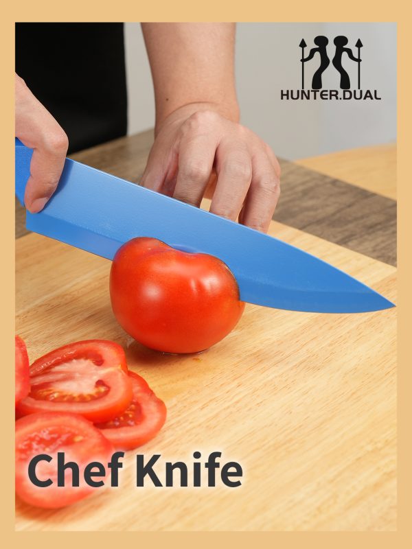 GD-12-M 副图5 HUNTER.DUAL Knife Set, 12-PC Colorful Kitchen Knife Set, 6 Sharp Kitchen Knives with Built-in Sharpener Covers for Cooking, Cutting&Chopping (Multicolor)