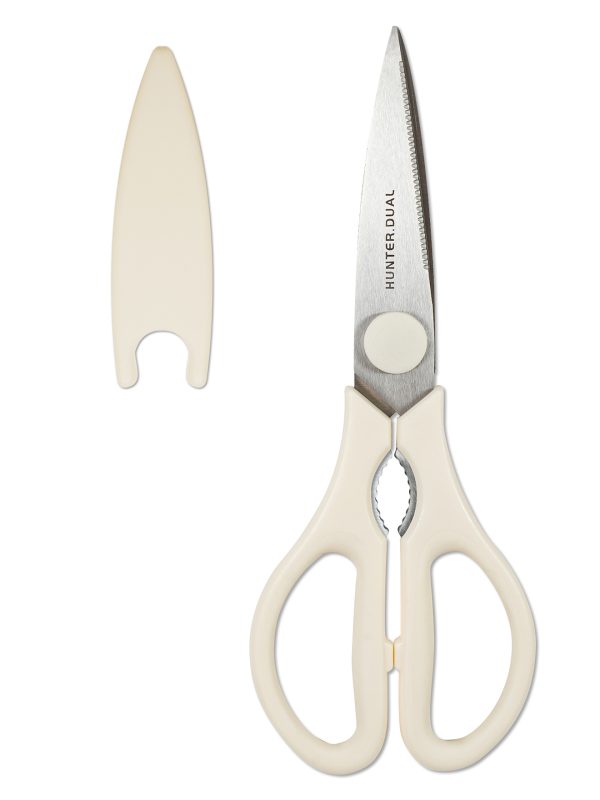 01 Kitchen Scissors for Food, HUNTER.DUAL Heavy Duty Come Apart Poultry Shears for Cooking, All Purpose for Cutting Chicken, Meat, Fish & Vegetables (Cream, 8.35 Inch)