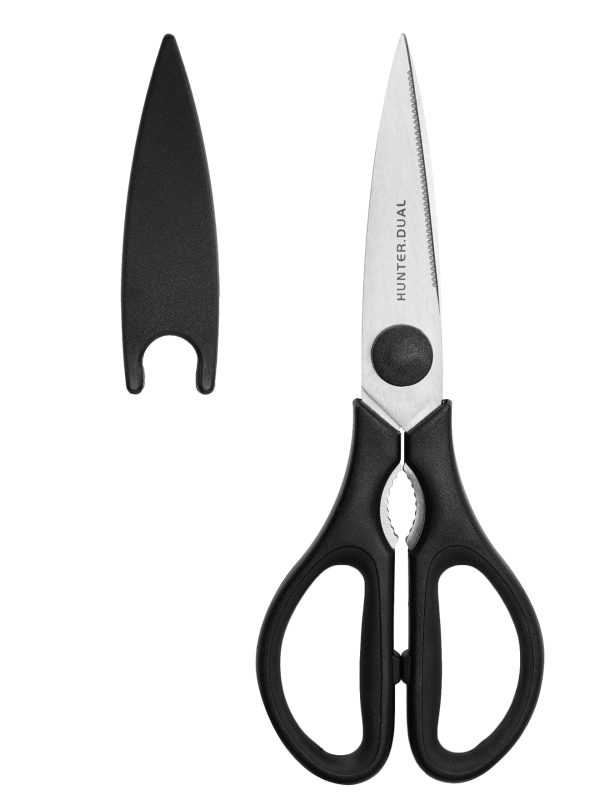 01 Kitchen Scissors for Food, HUNTER.DUAL Heavy Duty Come Apart Poultry Shears for Cooking, All Purpose for Cutting Chicken, Meat, Fish & Vegetables (Black, 8.35 Inch)