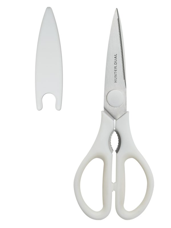 Kitchen Scissors for Food, HUNTER.DUAL Heavy Duty Come Apart Poultry Shears for Cooking, All Purpose for Cutting Chicken, Meat, Fish & Vegetables (White, 8.35 Inch)