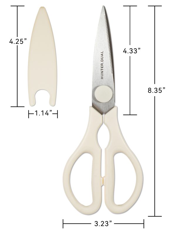 03 Kitchen Scissors for Food, HUNTER.DUAL Heavy Duty Come Apart Poultry Shears for Cooking, All Purpose for Cutting Chicken, Meat, Fish & Vegetables (Cream, 8.35 Inch)