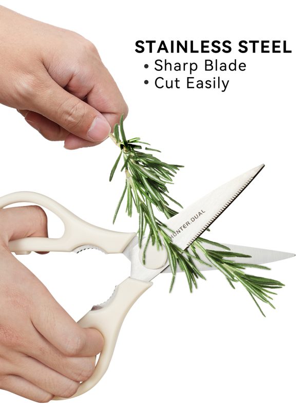 04 Kitchen Scissors for Food, HUNTER.DUAL Heavy Duty Come Apart Poultry Shears for Cooking, All Purpose for Cutting Chicken, Meat, Fish & Vegetables (Cream, 8.35 Inch)