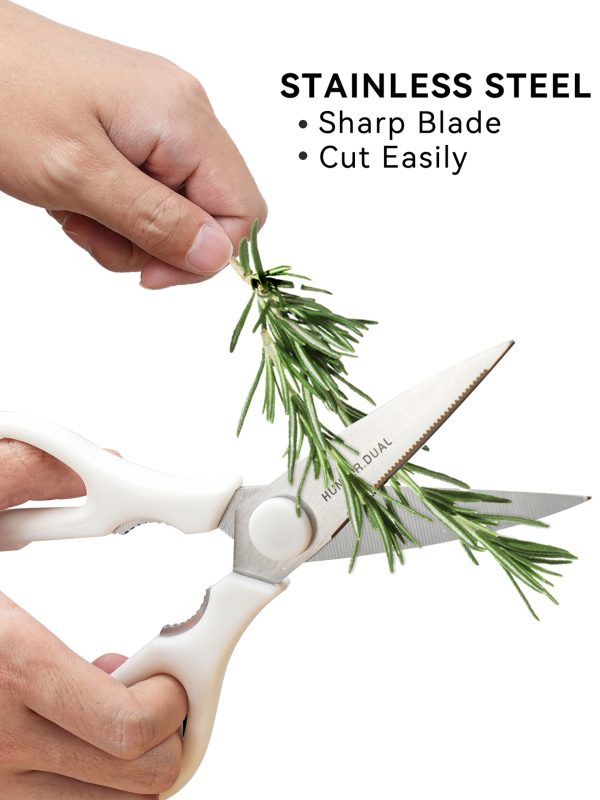 Kitchen Scissors for Food, HUNTER.DUAL Heavy Duty Come Apart Poultry Shears for Cooking, All Purpose for Cutting Chicken, Meat, Fish & Vegetables (White, 8.35 Inch)