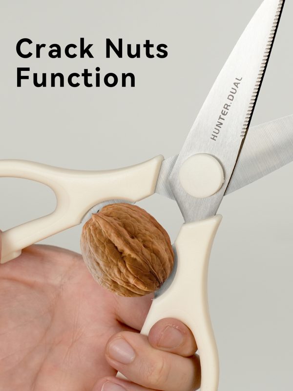05 Kitchen Scissors for Food, HUNTER.DUAL Heavy Duty Come Apart Poultry Shears for Cooking, All Purpose for Cutting Chicken, Meat, Fish & Vegetables (Cream, 8.35 Inch)