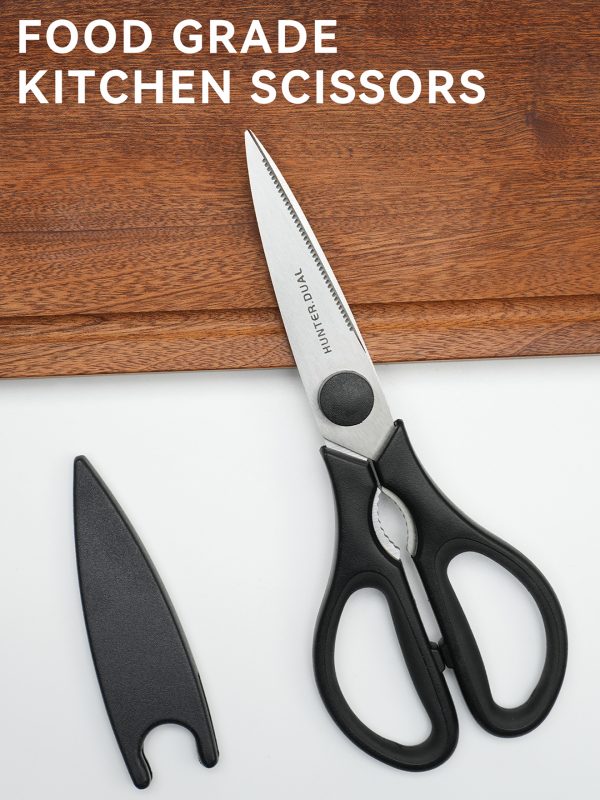 06 Kitchen Scissors for Food, HUNTER.DUAL Heavy Duty Come Apart Poultry Shears for Cooking, All Purpose for Cutting Chicken, Meat, Fish & Vegetables (Black, 8.35 Inch)