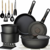 20-Piece Nonstick  Pots and Pans Cookware Set with Detachable Handles, Dishwasher Safe, Stackable Space-Saving Design for Kitchen & RV, Black