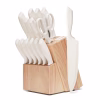 14-Piece Knife Block Set with Built-in Sharpener | Non-Stick Coated High Carbon Stainless Steel Kitchen Knives | Dishwasher Safe, Beige
