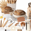Sourdough Starter Kit with Round & Oval Banneton Proofing Baskets, Bread Baking Supplies Set including Sourdough Jar, Bread Sling, Dough Whisk, and Scrapers